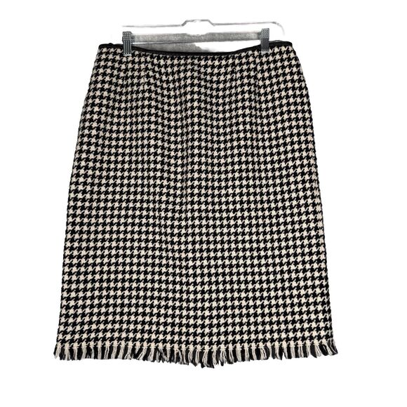 Kasper Skirt Womens 12 Black White Houndstooth Pencil Straight‎ Career Corpcore - Picture 1 of 9